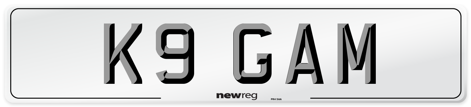 K9 GAM Number Plate from New Reg